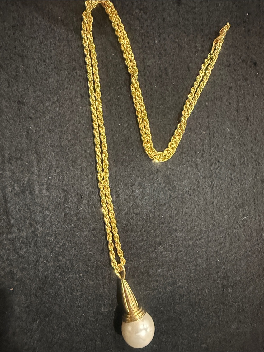 Gold Pearl Drop Pendant Necklace - Women Jewelry